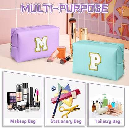 TOPEAST Gifts for Friends Female Mom, Cute Makeup Bag Small Pink Cosmetic Bag Travel Toiletry Bag, Personalized Birthday Gift for Women Girl, Preppy Travel Stuff for Girls (Purple C)