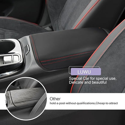 2024 Tucson Center Console Cover 2022-2024 Hynudai Tucson Armrest Cover Tucson Center Console Armrest Pad Soft Leather 2023 Tucson SEL Armrest Console Cover 2024 2023 Hynudai Tucson Accessories (Red)