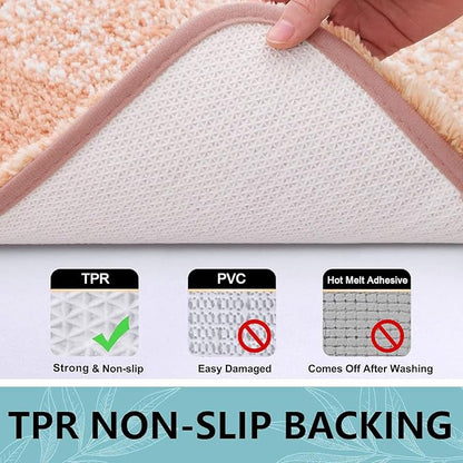 Arotive Microfiber Bathroom Rugs, Shaggy Soft and Absorbent Bath Rug, Non-Slip, Thick Plush Machine Washable Dry Bath Mats for Bathroom, Tub and Shower, 47x24, Peach, Rectangular