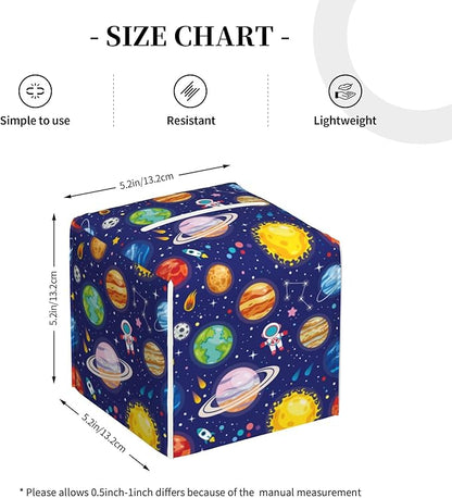 POIUBLE Leather Tissue Box Holder Solar System Universe Planet Tissue Box Cover Square Waterproof Tissue Holder Organizer Modern Napkin Holder for Bedroom Dresser Night Stand Office Desk