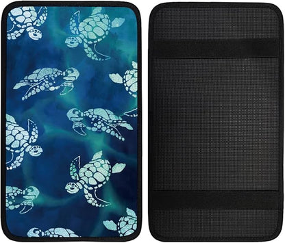 1pc Center Console Armrest Cover Pad 12.6x7.5 inch Sea Turtle Neoprene Car Armrest Cushion Waterproof Armrests Seat Box Cover Protector for Universal Cars Vehicles SUVs