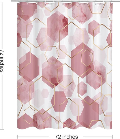 Litabel Pink Modern Shower Curtain for Bathroom, Geometric Art Decor Waterproof Bath Curtain, Abstract Fabric Shower Curtain Sets for Home Decor, 72x72 Inch