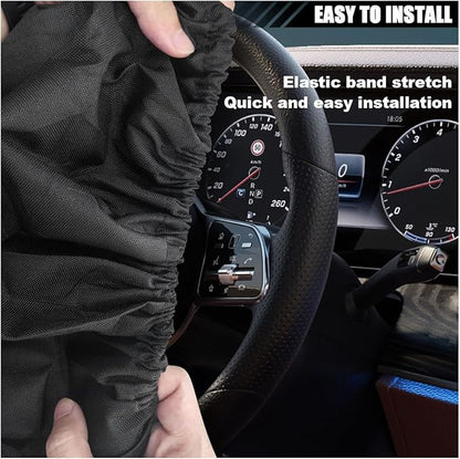 Car Steering Wheel Cover Sun Shade, Anti-Heat Steering Wheel Protector, Universal 18 Inch Auto Steering Wheel Sun Block Cover, Steering Wheel Shield Accessories for Most Car Truck SUV (Black)