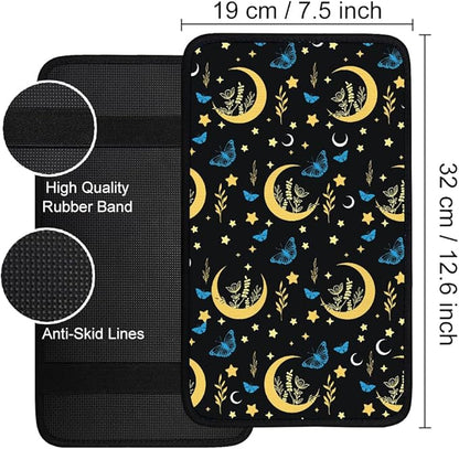 1pc Center Console Armrest Cover Pad 12.6x7.5 inch Moon Star Neoprene Car Armrest Cushion Waterproof Armrests Seat Box Cover Protector for Universal Cars Vehicles SUVs