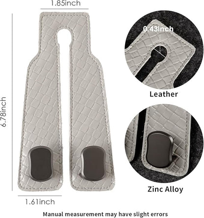 KINIVA Car Seat Headrest Storage Hooks, Set of 2, Suede PU Leather, Double Hooks (07-Grey)