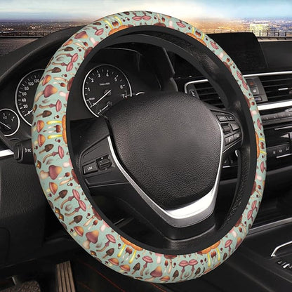 Neoprene Steering Wheel Cover Deer and Mushroom Car Steering Wheel Cover Universal Fit for Most Cars