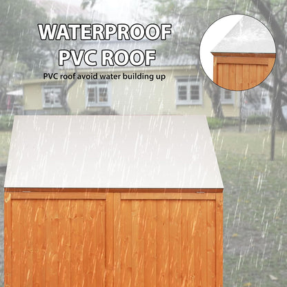30 cu ft Outdoor Storage Shed, Wooden Trash Can Cabinet with Removable Wheels & Lockable Door for Patio, Garden, Garage