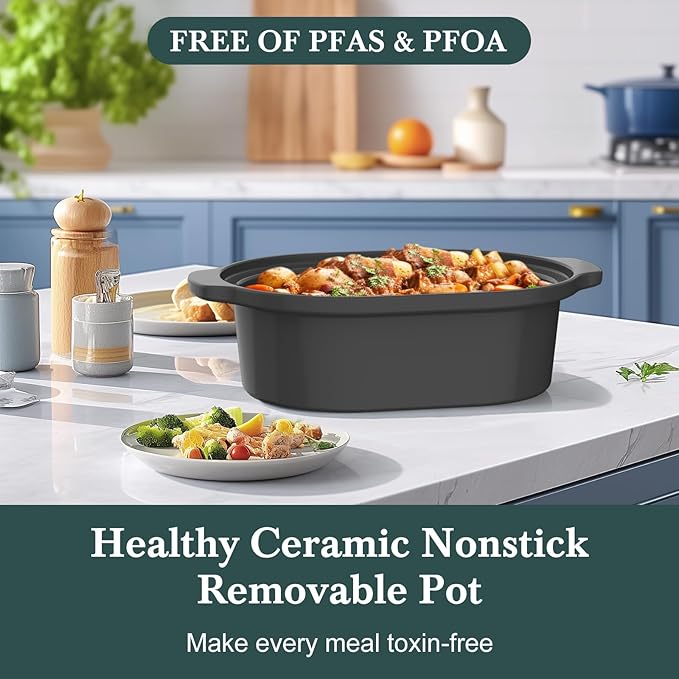 6 Quart Programmable Slow Cooker Removable Healthy Nonstick Pot
