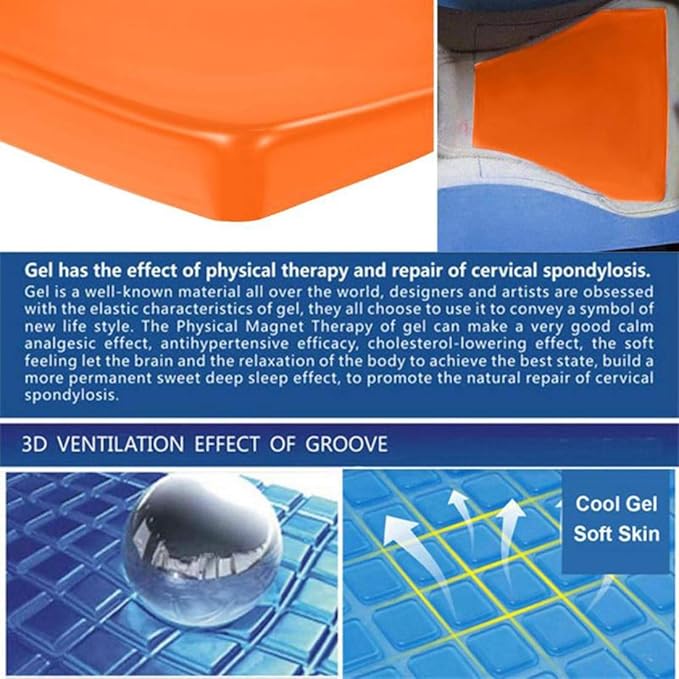 Motorcycle Seat Gel Pad Driver/Passenger Seat Cushion Shock Absorption Mat Reduce Fatigue Comfortable Soft Pad DIY Seat Pad Cooling Cushion Motorcycle Seat Foam Orange (25 x 25 x 1cm)