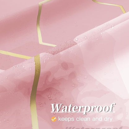 Litabel Modern Extra Long Shower Curtain for Bathroom, Pink Geometric Art Decor Waterproof Bath Curtain, Abstract Fabric Shower Curtain Sets for Home Decor, 72" W x 84" L Inch