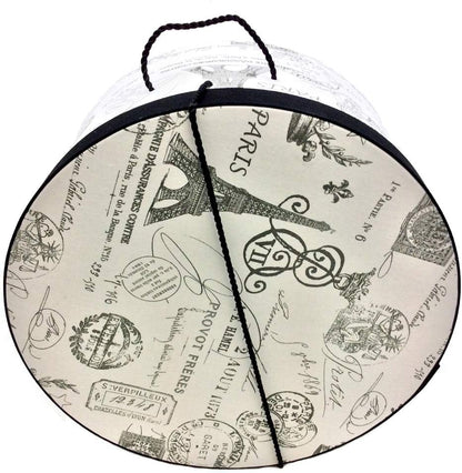 Sarah's Hat Boxes Classic Paris Hat Box – 12.75" x 6.5" (Dia. x Ht.) Handmade in USA – Odorless Non-Toxic Adhesive, Cording Handle – Premium Storage for Hats & Accessories