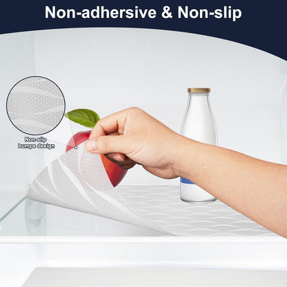 Shelf Liner, Waterproof Refragerator Liner, Drawer Liners for Kitchen Cabinet, Bathroom Sink Mat No Slip Cupboard Mats Non Adhesive Fridge Liner EVA Place Mats Roll - Clear Wave 12"×118"
