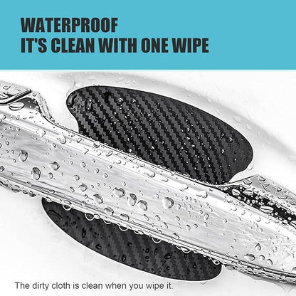 MLY 8 PCS Car Door Handle Protector, Carbon Fiber 3D Traceless Door Scratch Protector, Anti-Scratch Handle Bowl Covers Sticker, Universal for Most Vehicles (Black)