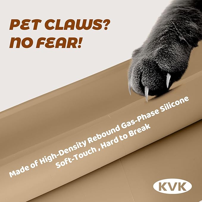 KVK Dog Food Mat, 39.4×29.5in Extra Large Silicone Pet Feeding Mat - Waterproof, Non - Slip, Chew - Resistant for Food & Water, Protect Floors (Brown)
