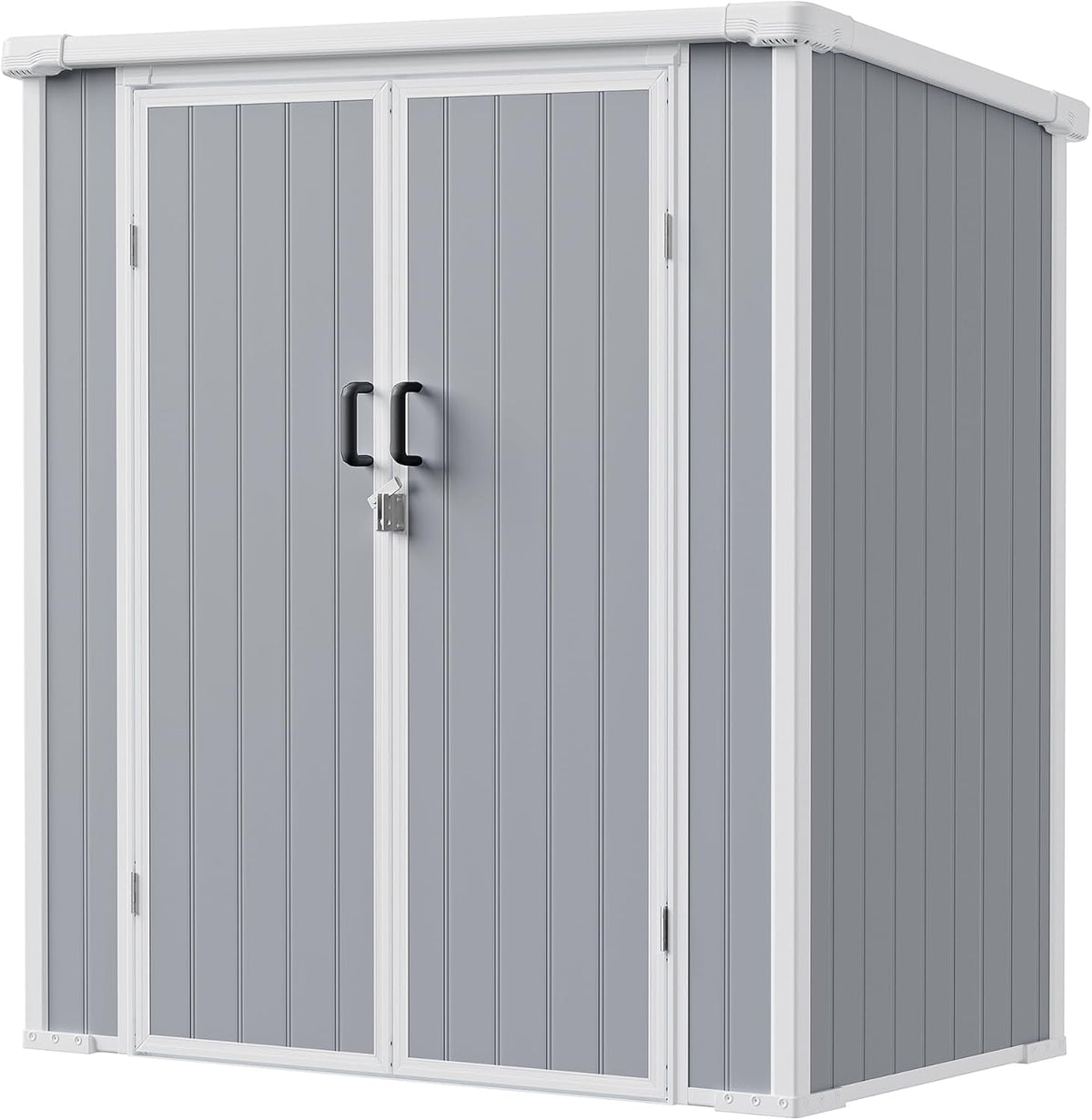 5x3 Resin Garden Sheds & Outdoor Storage on Clearance, Weather-Resistant Plastic Shed with Floor and Lockable Door for Garden Tools, Lawn Mower, Bike, Backyard Organization, Aritic Light Grey