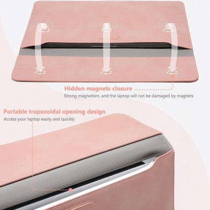HYZUO 15 Inch Laptop Sleeve Case with Stand for MacBook Air 15 M4 A3241 M3 A3114 M2 A2941 2025-2023, 15" Surface Laptop 7/6/5/4, MacBook Pro 15 A1990 A1707 2019-2016, with Pouch, Pink