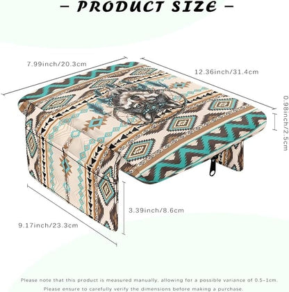 Wanyint Aztec Wolf Dream Catcher Auto Center Console Pad Non-Slip Armrest Cover Cushion Lid Wear-Resistant Arm Rest Cushion Protector for Car Seat Organizer Universal Fit for Most Vehicles