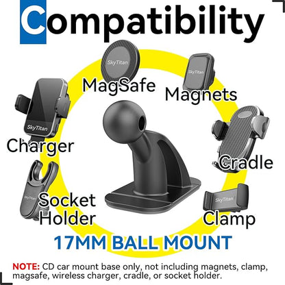 4 Pack Sticky 17mm Ball Mount for Car Mount Adhesive Replacement Magnetic Phone Holder MagSafe Mounting Base Dashboard Sticker 3M VHB Tape