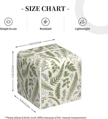 POIUBLE Tissue Box Holder Leaves and Herbs Tissue Box Cover Square Leather Tissue Holder Organizer Portable Decorative Facial Paper Case for Home Office Bathroom Vanity Countertop
