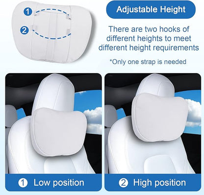 1 Pack Car Headrest Neck Pillow Fits for Tesla Model 3 Model Y Model S Model X Accessories,Car Seat Pillow Head Neck Rest Cushion(White)