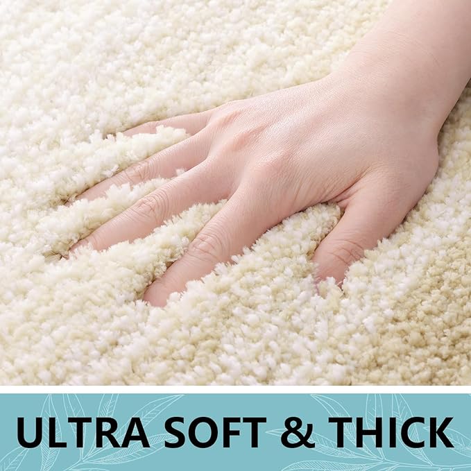 Arotive Microfiber Bathroom Rugs, Shaggy Soft and Absorbent Bath Rug, Non-Slip, Thick Plush Machine Washable Dry Bath Mats for Bathroom, Tub and Shower, 44x24, Light Beige, Rectangular