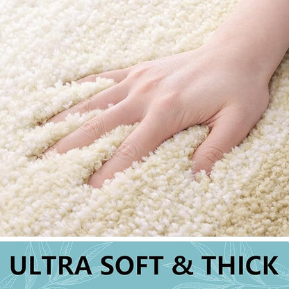 Arotive Microfiber Bathroom Rugs, Shaggy Soft and Absorbent Bath Rug, Non-Slip, Thick Plush Machine Washable Dry Bath Mats for Bathroom, Tub and Shower, 44x24, Light Beige, Rectangular