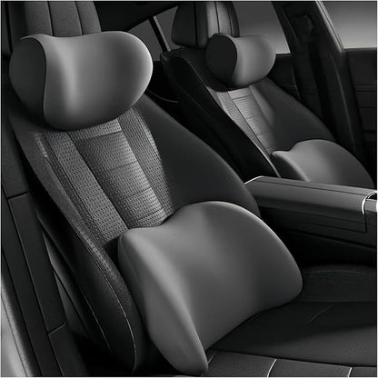 Car Lumbar Support Pillow and Car Neck Pillow Kit for Toyota GR Supra GR86, Car Seat Neck Back Rest Pillows, Ergonomic Car Seat Headrest & Lumbar Cushion,B Grey