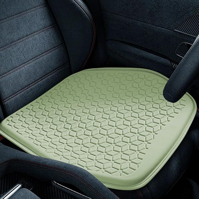 wuyaoyao Thin Gel Car Seat Cushion, Breathable Cooling Seat Cushions for Cars, Non-Slip & Comfortable Automotive Front Seats Cushion Pad for Driver, Chair Protector for Vehicle, Home, Office (Green)