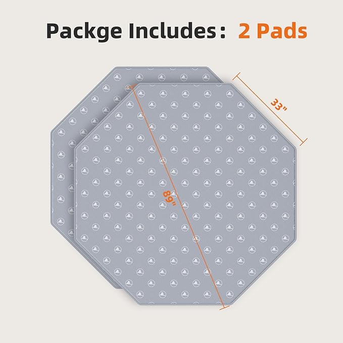 PJYuCien Washable Pee Pads for Dogs 2 Pack, 89" x 33" Octagonal Non-Slip and Leak-Proof Pee Mat, Puppy Training Pads for Whelping, Playpen, Crate, Bed （24/30/36/42'' 8 Panels Pen）