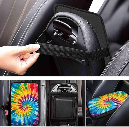 JoyLamoria Colorful Tie Dye Auto Center Console Cover Car Armrest Cover Universal Fit Comfort Armrest Cushion for Car Seat Handrail Box