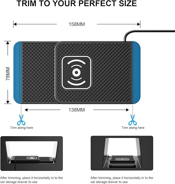 Wireless Charging Pad for Car for Kia Sportage 2018-2023 2024, 20W Fast Qi Car Ultra-Slim Wireless Charger Mat Non-Slip Silicone Dashboard Charging Pad,Type-c