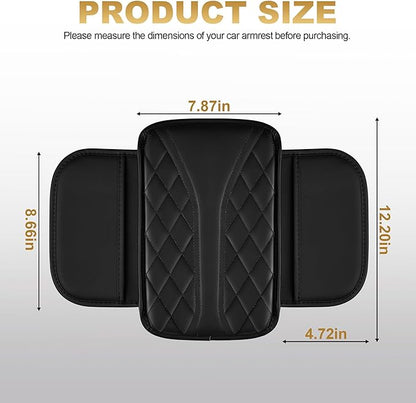Center Console Cover Fit for Accord: Scratch and Wear Resistant Console Cover Leather with 2 Storage Bags -Upgraded Armrest Coverfor Car,Anti-Scratch Auto Armrest Pad Accessory （Black