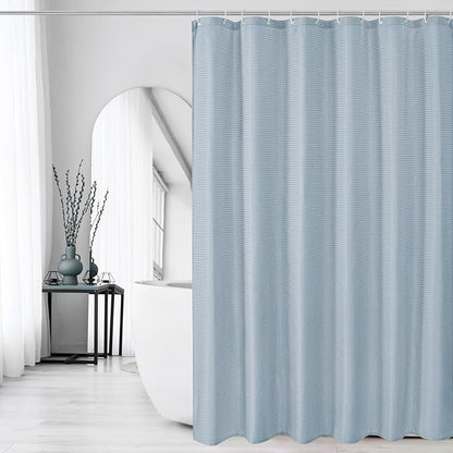 Gibelle Fog Blue Shower Curtain, Waffle Weave Textured Fabric Shower Curtain for Bathroom - Soft Cloth & Hotel Spa Luxury, Water Repellent, Machine Washable, 72X72, Fog Blue