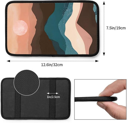 Universal Car Center Console Cushion Pad, Mountain Sun Soft Waterproof Car Center Console Cover Auto Armrest Seat Box Cover Protector for Most Vehicle SUV Truck Car