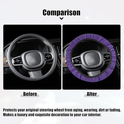 X AUTOHAUX Steering Wheel Cover Universal Elastic Stretch Antislip Breathable Microfiber Ice Silk Interior Trim Wheel Protector for Car Truck SUV Purple