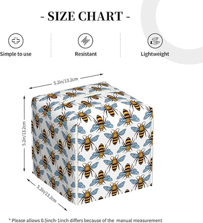 POIUBLE Honey Bee Tissue Box Cover Leather Tissue Box Holder Square Facial Paper Organizer Dispenser for Bathroom Kitchen Bedroom Vanity Countertop Night Stands