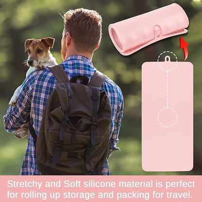 Dahaiwua Pet Placemat for Dog and Cat,Mat for Prevent Food and Water Overflow,Portable and Foldable Mat,Suitable for Medium and Small Pet Placemat for Dog and Cat(Pink)