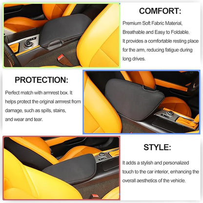 Center Console Cover Pad for Chevrolet Corvette C7 2014-2019 Accessories, Console Arm Rest Lids Cover Mat, Car Armrest Seat Box Cushion Protector, Armrest Pillow, Auto Armrest Cover (Fabric_A)