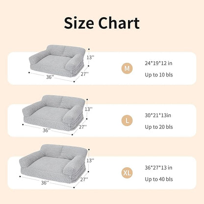 KHONSU PET Orthopedic Cat Sofa Bed - Large Plush Pet Couch for Indoor Cats, Washable Fluffy Dog & Kitty Lounge Chair with Removable Cover, Supportive Comfy Bed,30 Inch Pink