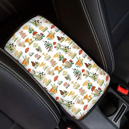 JoyLamoria Mushroom Auto Center Console Pad Cover for Women Mushroom Car Armrest Cushion Protector Universal Fit