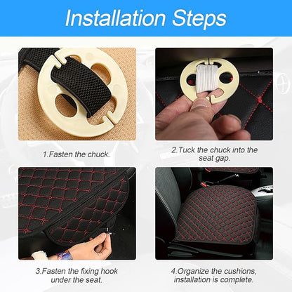 3PCS Set Car Seat Cushion for Front and Back Seat, 3D Soft Linen Breathable Auto Seat Cover, Comfort Non-Slip Rubber Bottom, Car Accessories (Coffee/3PCS)