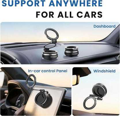 Magnetic Car Mount, [Ultra Strong Suction & Magnetic] 360° Adjustable Car Phone Holder, Vacuum Suction Cup Dashboard Mobile Stand for iPhone 17 16 15 14 13 12 Pro Max, Android and All Smartphones