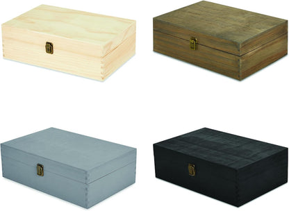 makerflo XL Dark Walnut Wood Memory Box (Pack of 1) with Hinged with Clasp, Black Felt Inside, Keepsake Wooden Box Ideal for Craft and Personalization (Laser Engraving, Epoxy, UV DTF, and Vinyl)