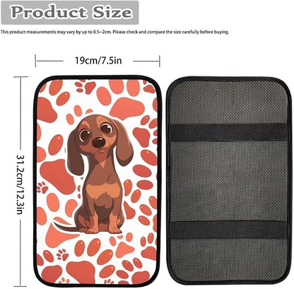 UNICEU Dachshund Dog Car Center Console Pad Automotive Interior Set Dog Paw Auto Armrest Seat Box Cover, Soft Arm Rest Protector Cushion Pad Easy to Install Dog Paw Car Accessories
