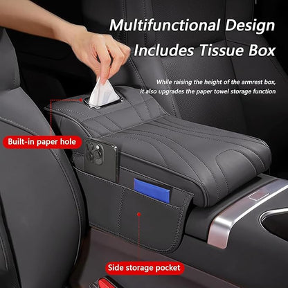 Car Center Console Cover for Lexus RX 350 2021-2023, Memory Foam Arm Rest Cushion Pad Waterproof Non-Slip Universal Interior Accessories with Pocket and Tissue Box,Brown