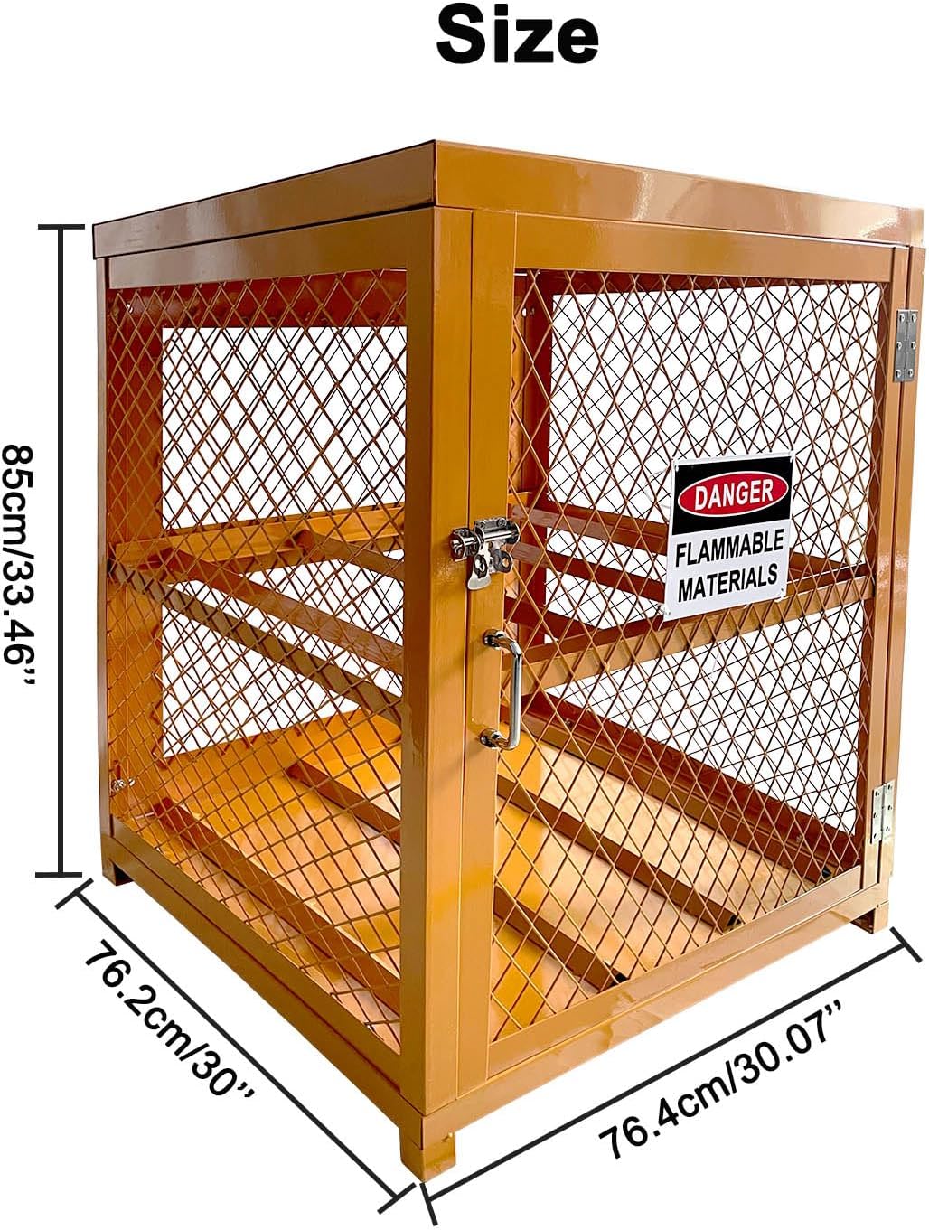 Industrial Storage Cabinet, LPG Tanks Storage, 31"x30"x35", 4 Cylinder Capacity, Yellow, Hazardous Storage, Utility Room