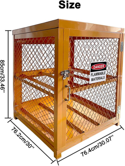 Industrial Storage Cabinet, LPG Tanks Storage, 31"x30"x35", 4 Cylinder Capacity, Yellow, Hazardous Storage, Utility Room