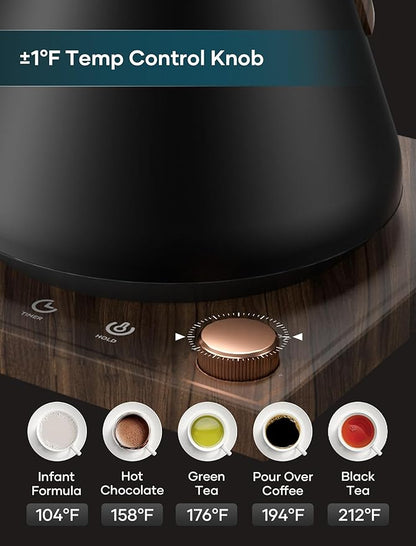 Electric Kettle, Gooseneck Electric Kettle, ±1℉ Precise Temperature Control