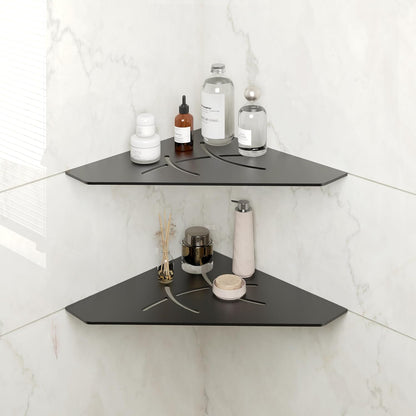 FerdY 2-Pack 10" Matte Black Recessed Corner Shower Shelf, for Tiled Bathroom Walls, Floating Shower Shelf, 304 Stainless Steel Shower Caddy Storage Shelves, No Drilling Required, Irregular Diamond