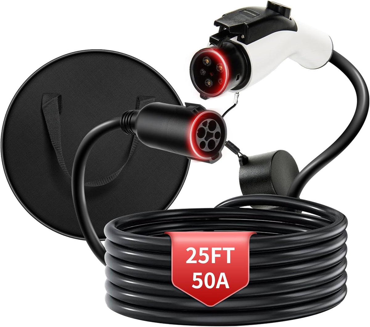 50A 25FT J1772 EV Extension Cable, Level 2 EV Charger Extension Cord, Heavy-Duty 240V EV Extension Cable for Fast Charging (25FT)